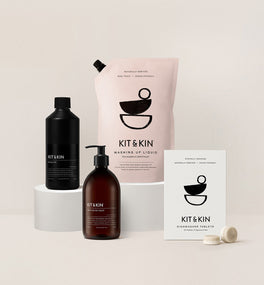 Kit & Kin non-toxic dishwashing cleaning bundle, with plant-based dishwashing products