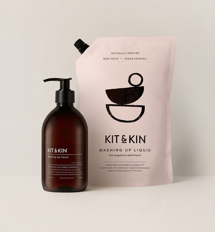 Kit & Kin non-toxic washing up liquid cleaning refill bundle, plant-based