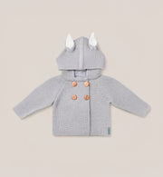 This Kit & Kin grey bunny baby hat is crafted from GOTS-certified organic cotton, designed for newborn comfort and thoughtful baby shower gifting.