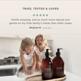 Real customer review of Kit & Kin eco hand wash praised for being gentle on sensitive skin while effectively cleansing hands