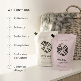 Kit & Kin non-toxic laundry bundle free from phthalates, solvents, surfactants, phosphates, artificial fragrances, endocrine disruptors, and common allergens