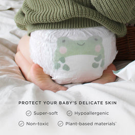 Toddler wearing Kit & Kin plant-based nappy pants - oursuper-soft and hypoallergenic pull ups