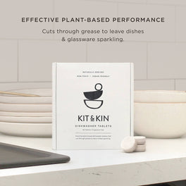 Natural eco dishwasher tablets safe to use on pet bowls, baby bottles and kids’ plates and bowls. 