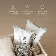 Plastic-free baby wipes made with 99% water and no harsh chemicals – gentle, plant-based